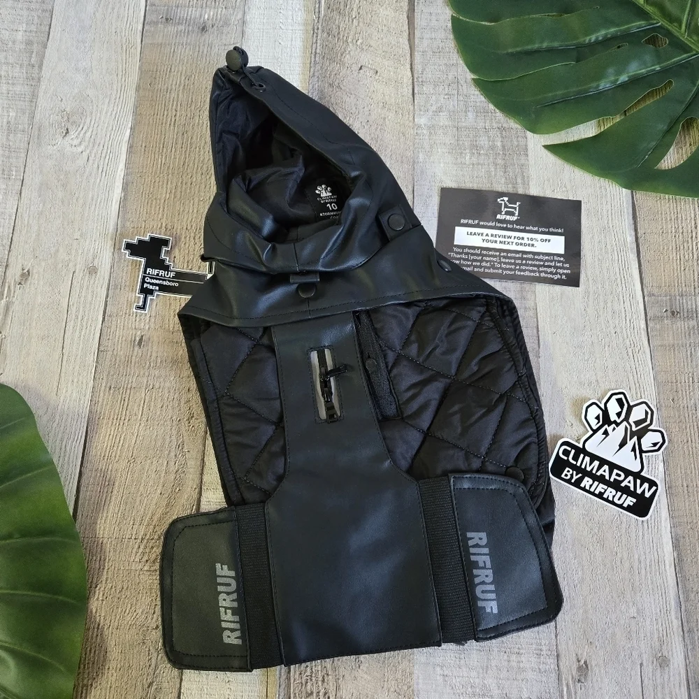 RIFRUF | Stormhunter Dog Raincoat in Truffle (black) sz 10